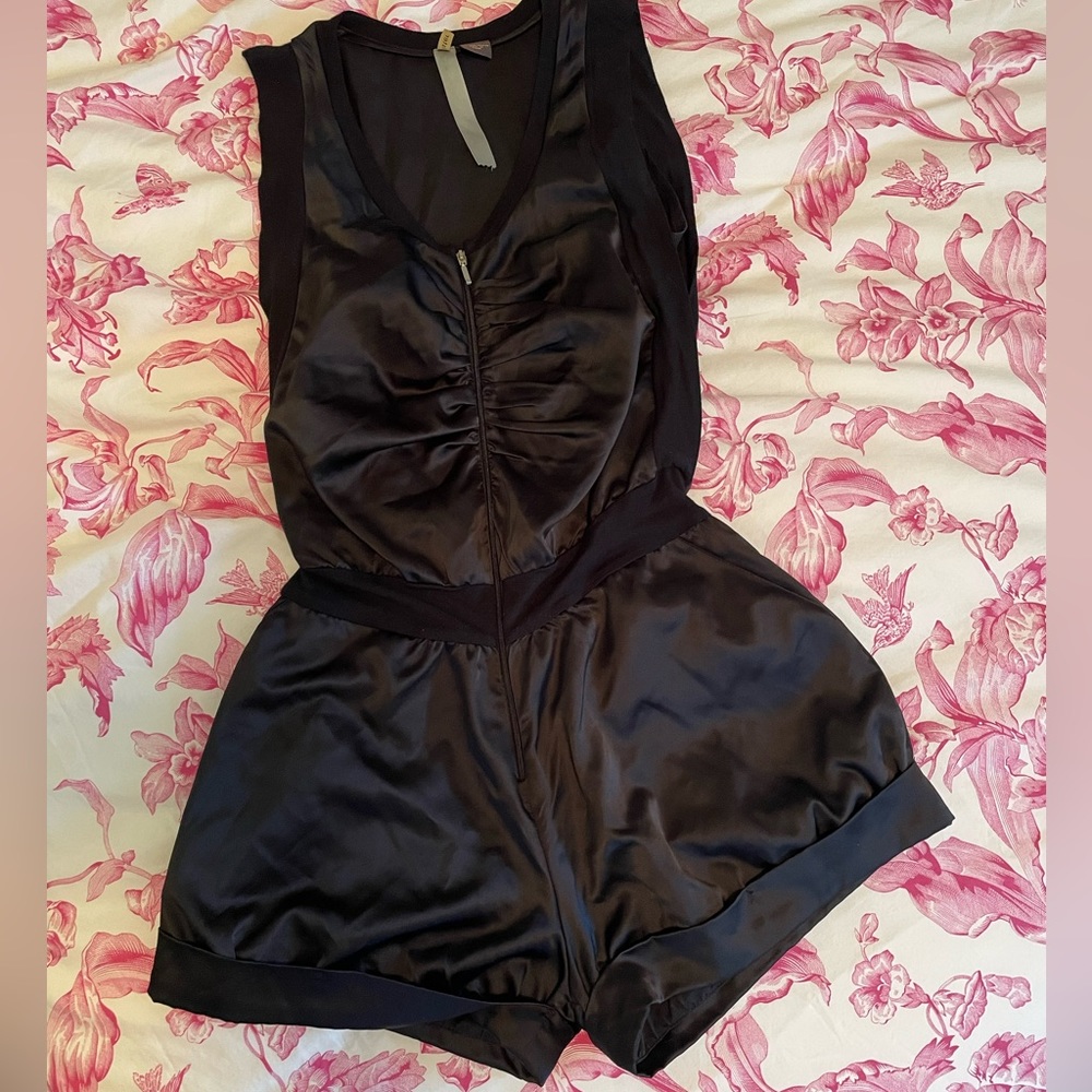 Wilster Black Satin Romper
